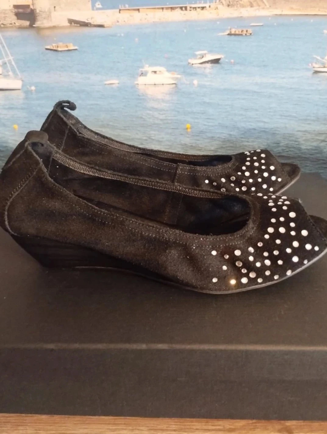 Zwarte hakken met glitter, open voorkant, Reqins, P38 – photo 3